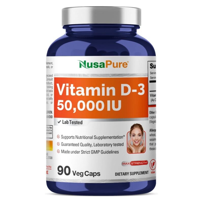 NusaPure Vitamin D3 50,000 IU 90 Veggie Capsules (Non-GMO)