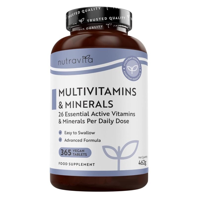 Nutravita Multivitamin Tablets for Women & Men - 365 Vegan Tablets - 1 Year Supply of Multivitamins - Immune System Support - Multi Vitamins - 26 Essential Active Vitamins & Minerals - Made in the UK